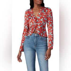 Love, Whit by Whitney Port Floral Satin Crop Top Red Various Sizes